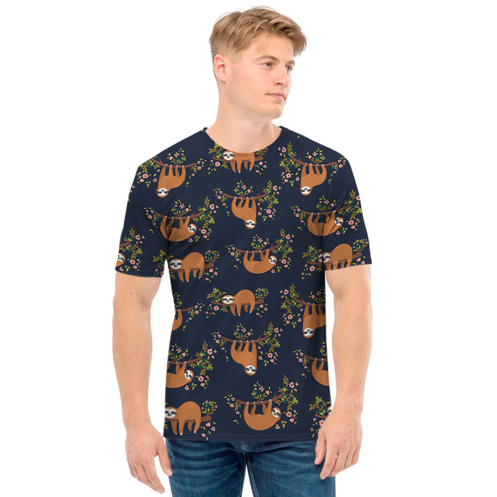 Cute Sloth Pattern Print Men's T-Shirt