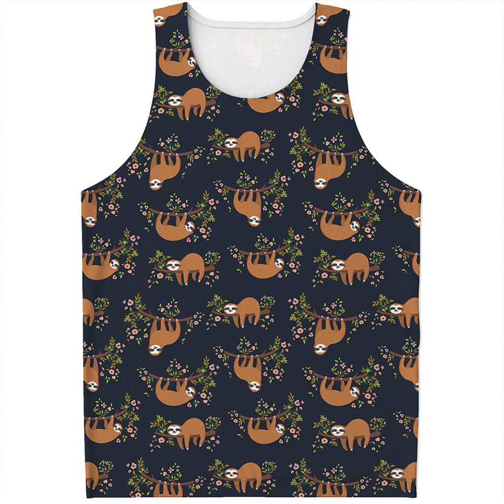 Cute Sloth Pattern Print Men's Tank Top