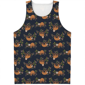 Cute Sloth Pattern Print Men's Tank Top