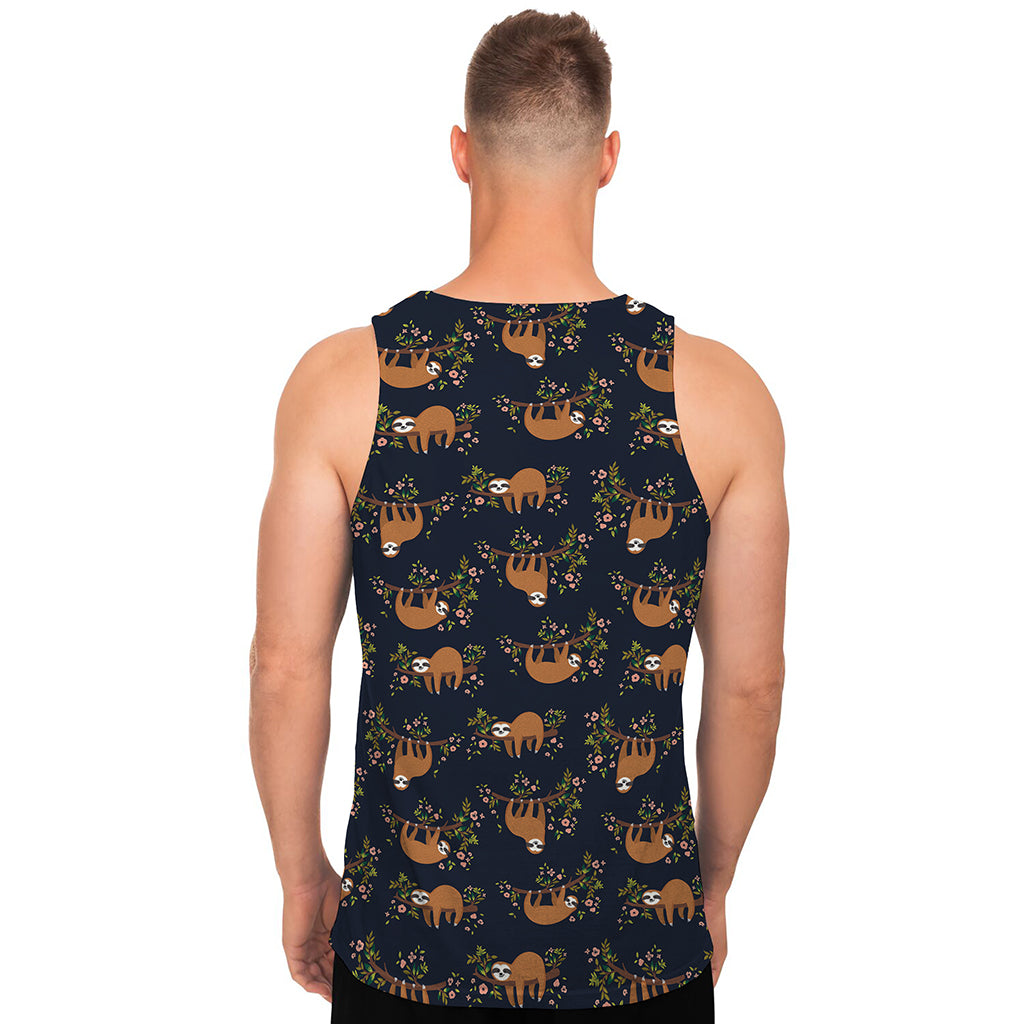 Cute Sloth Pattern Print Men's Tank Top