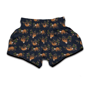 Cute Sloth Pattern Print Muay Thai Boxing Shorts