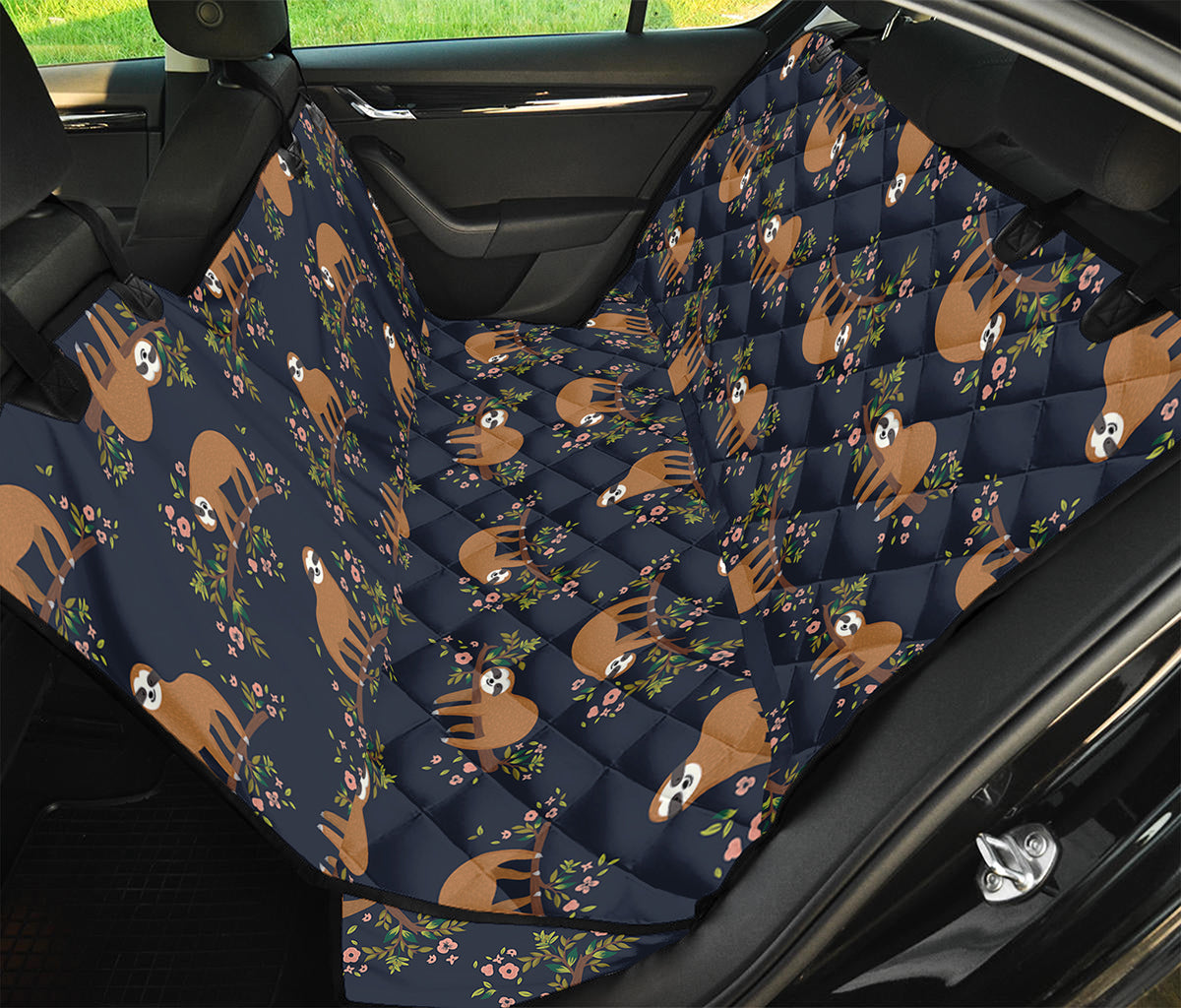 Cute Sloth Pattern Print Pet Car Back Seat Cover