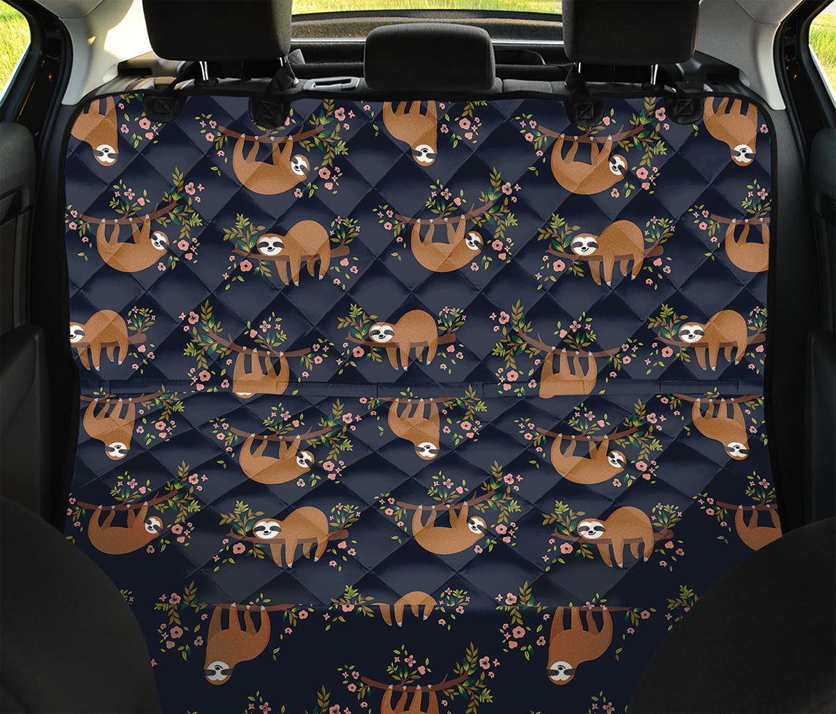 Cute Sloth Pattern Print Pet Car Back Seat Cover