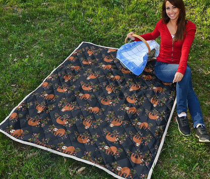 Cute Sloth Pattern Print Quilt