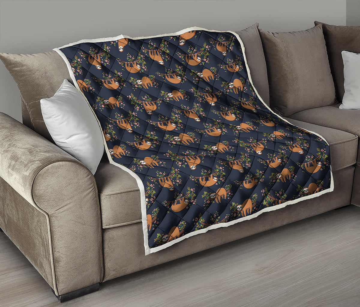 Cute Sloth Pattern Print Quilt