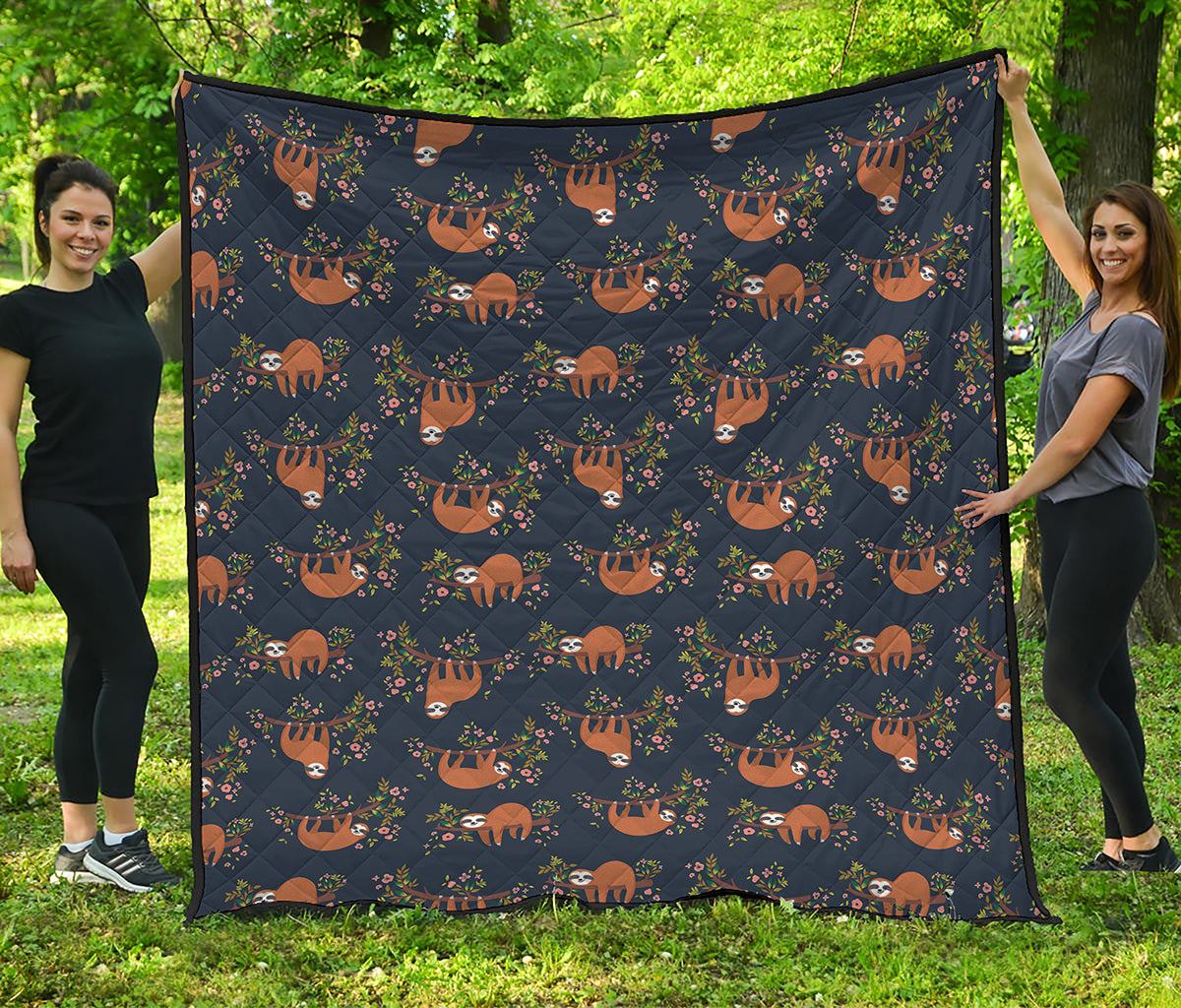Cute Sloth Pattern Print Quilt