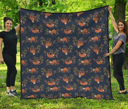 Cute Sloth Pattern Print Quilt