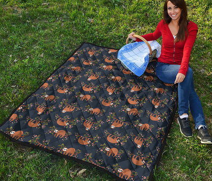 Cute Sloth Pattern Print Quilt