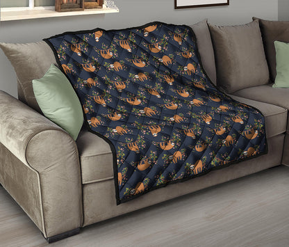 Cute Sloth Pattern Print Quilt