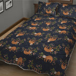 Cute Sloth Pattern Print Quilt Bed Set