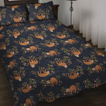 Cute Sloth Pattern Print Quilt Bed Set