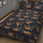 Cute Sloth Pattern Print Quilt Bed Set