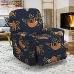 Cute Sloth Pattern Print Recliner Slipcover