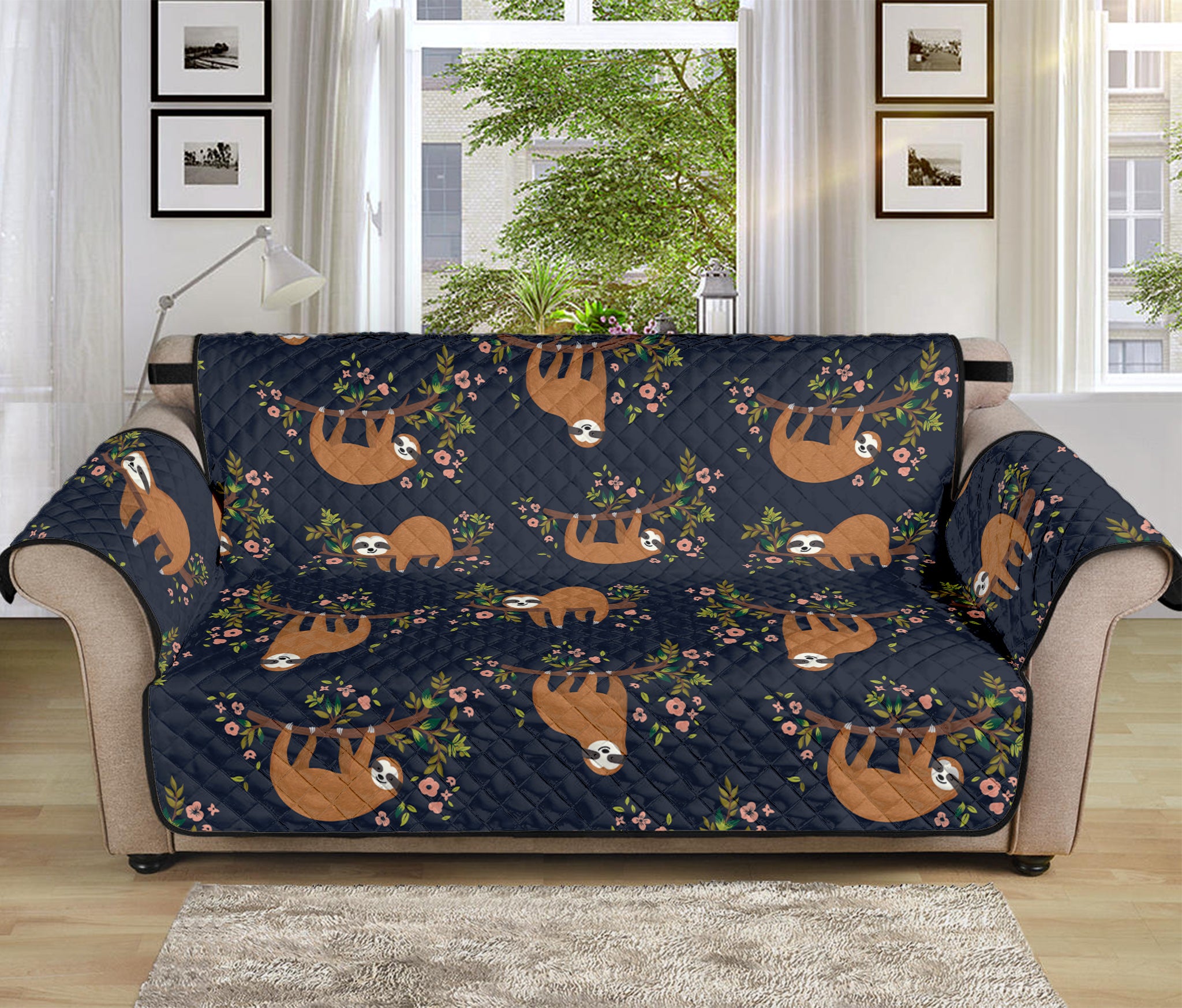 Cute Sloth Pattern Print Sofa Protector