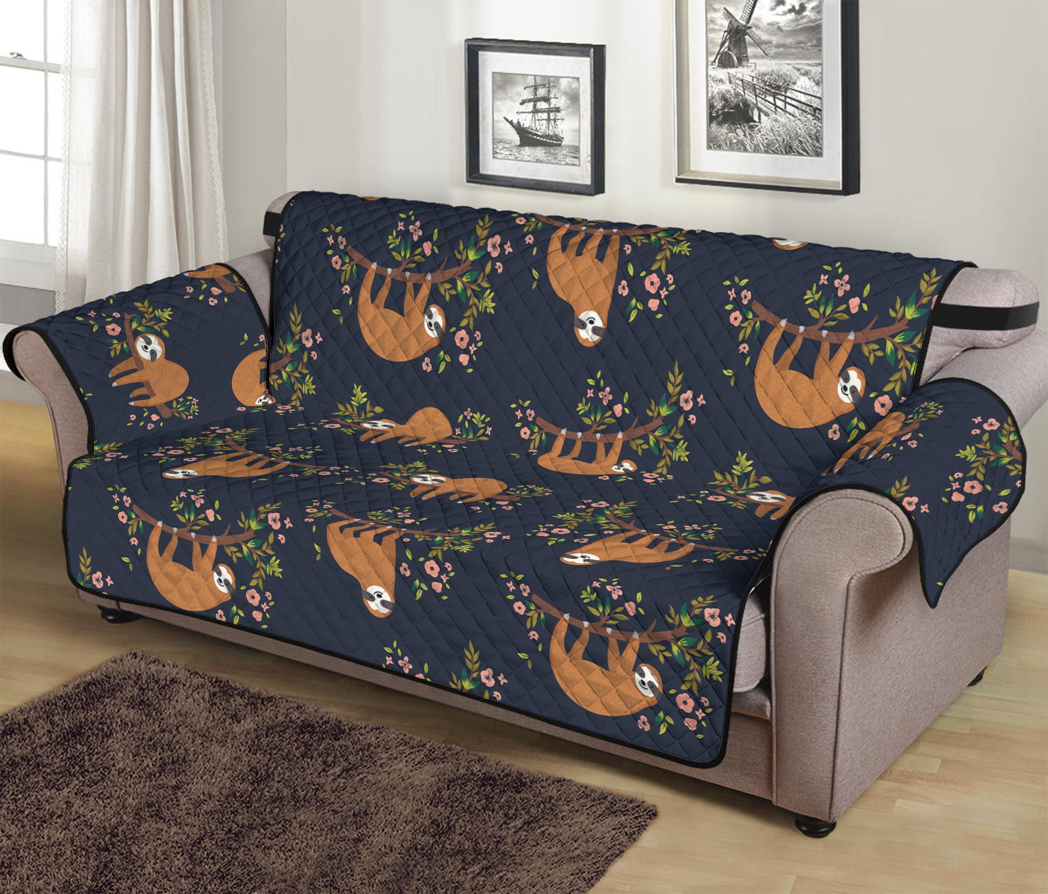 Cute Sloth Pattern Print Sofa Protector