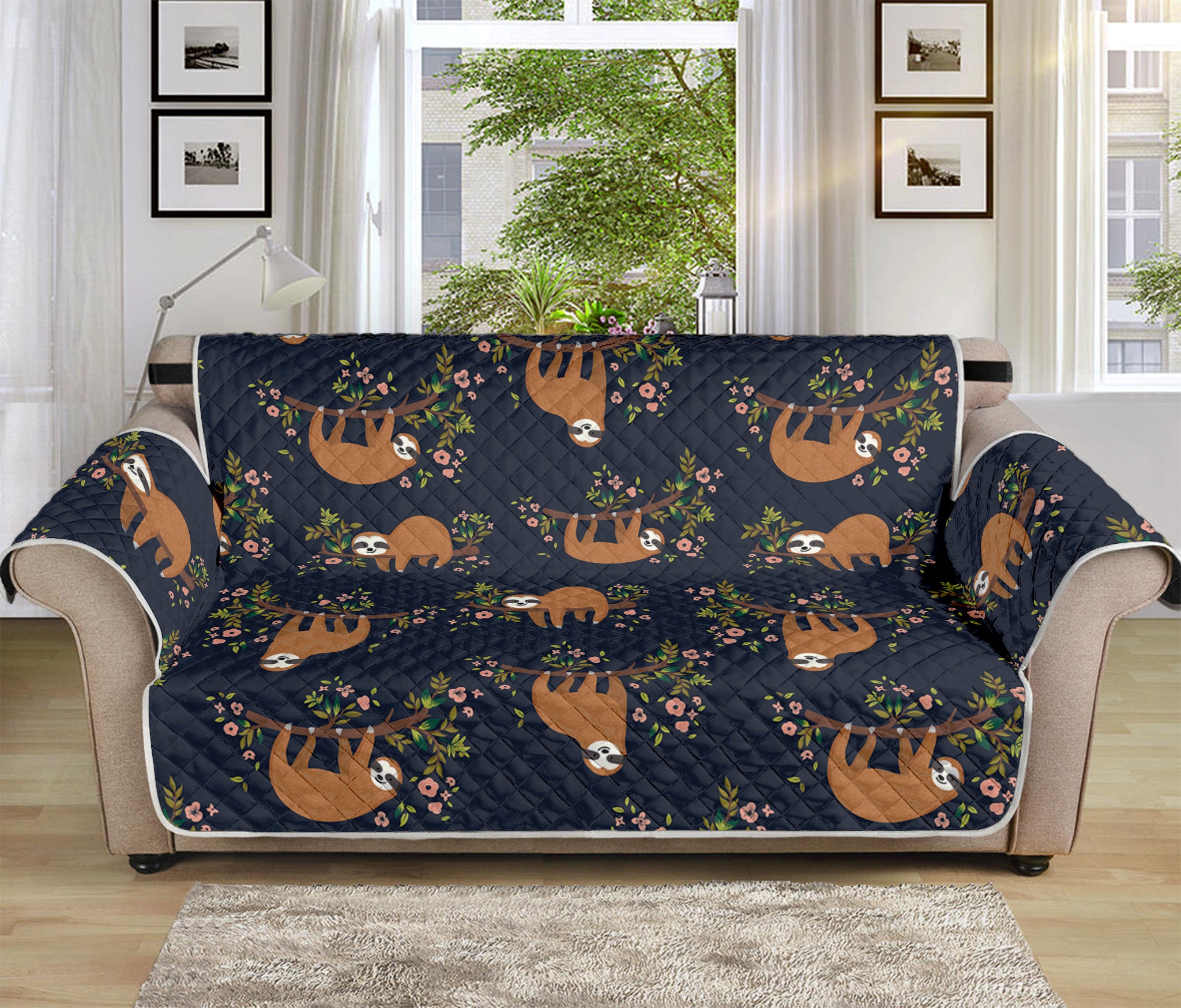 Cute Sloth Pattern Print Sofa Protector