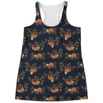 Cute Sloth Pattern Print Women's Racerback Tank Top