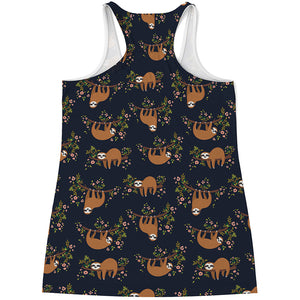 Cute Sloth Pattern Print Women's Racerback Tank Top