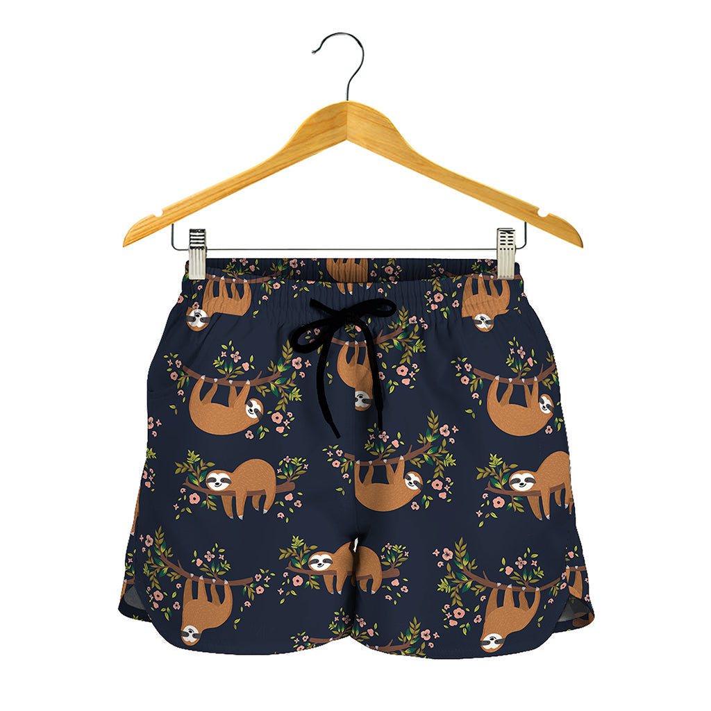 Cute Sloth Pattern Print Women's Shorts