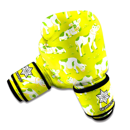 Cute Smiley Cow Pattern Print Boxing Gloves