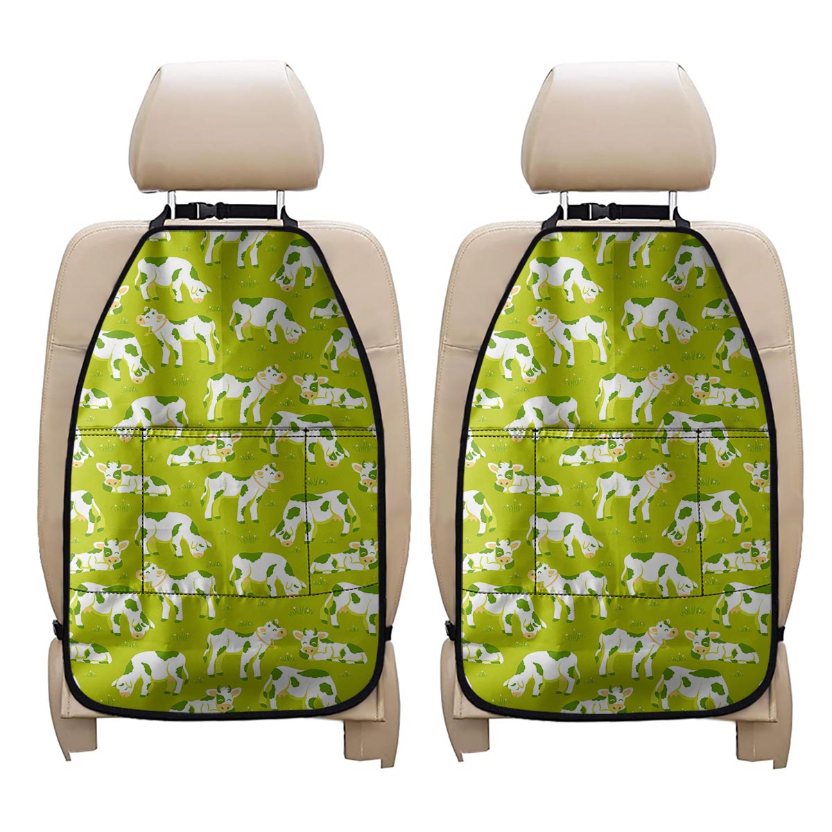 Cute Smiley Cow Pattern Print Car Seat Organizers