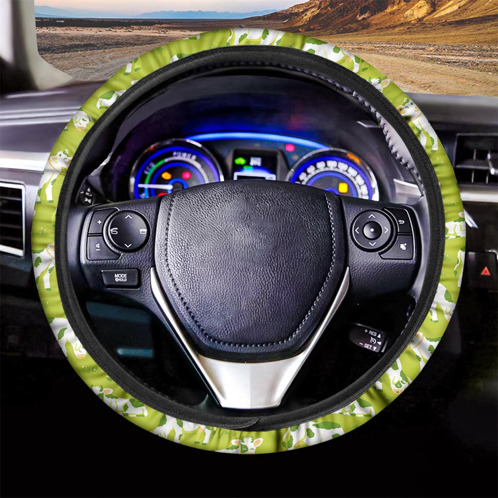 Cute Smiley Cow Pattern Print Car Steering Wheel Cover