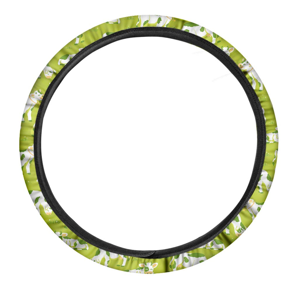 Cute Smiley Cow Pattern Print Car Steering Wheel Cover