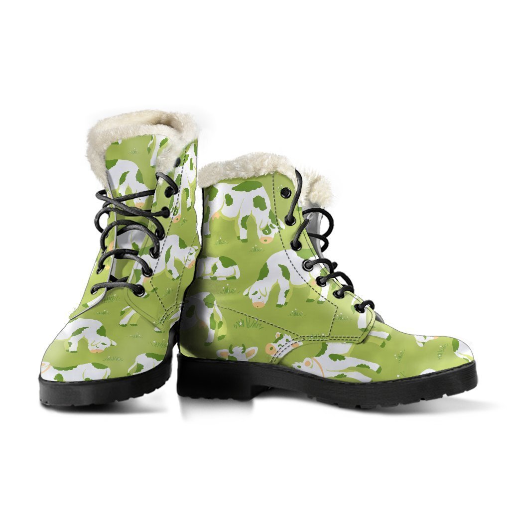 Cute Smiley Cow Pattern Print Comfy Boots GearFrost
