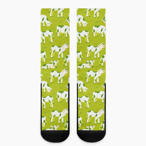 Cute Smiley Cow Pattern Print Crew Socks