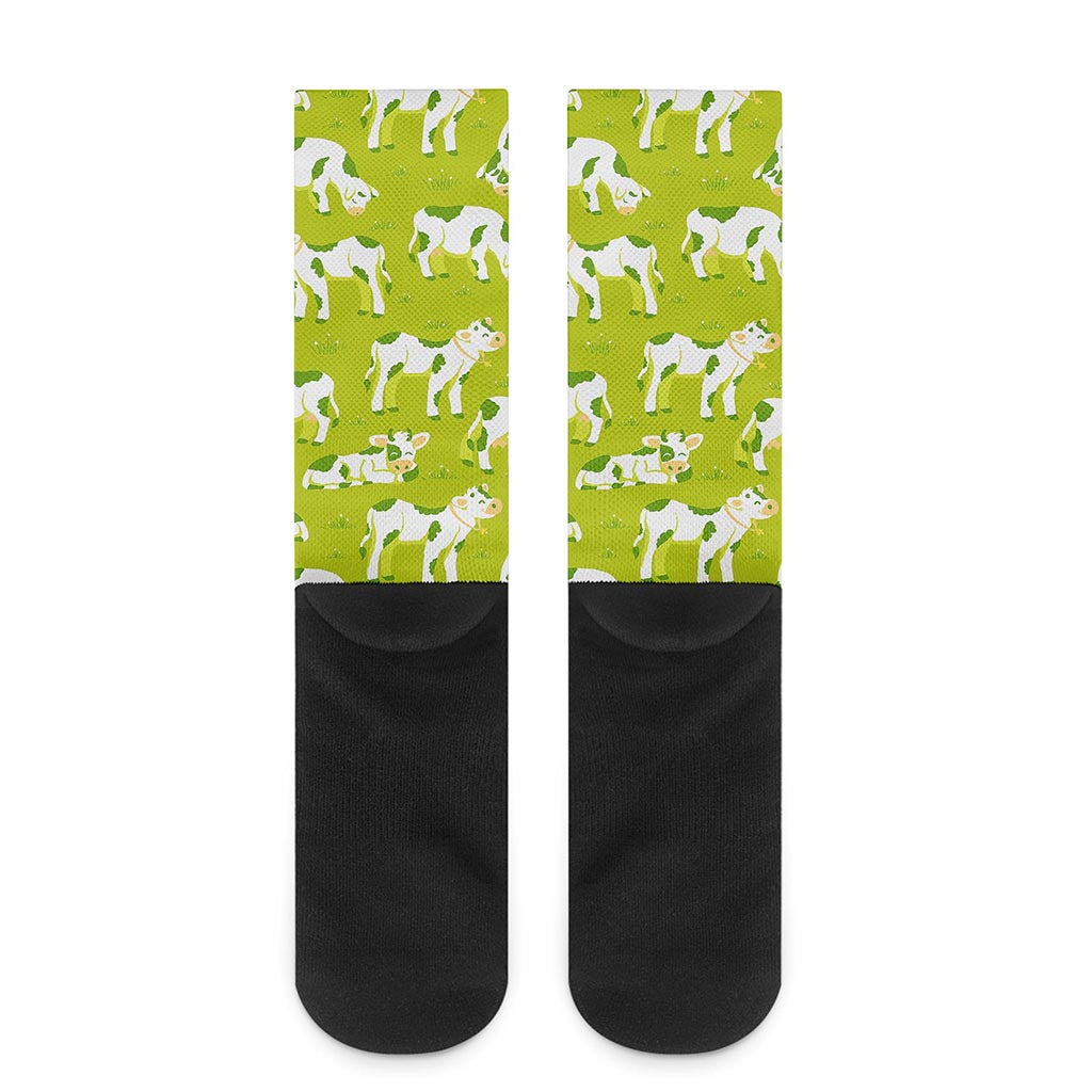 Cute Smiley Cow Pattern Print Crew Socks