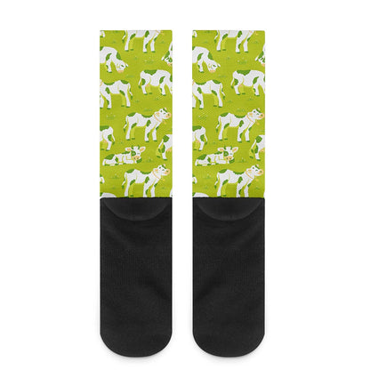 Cute Smiley Cow Pattern Print Crew Socks