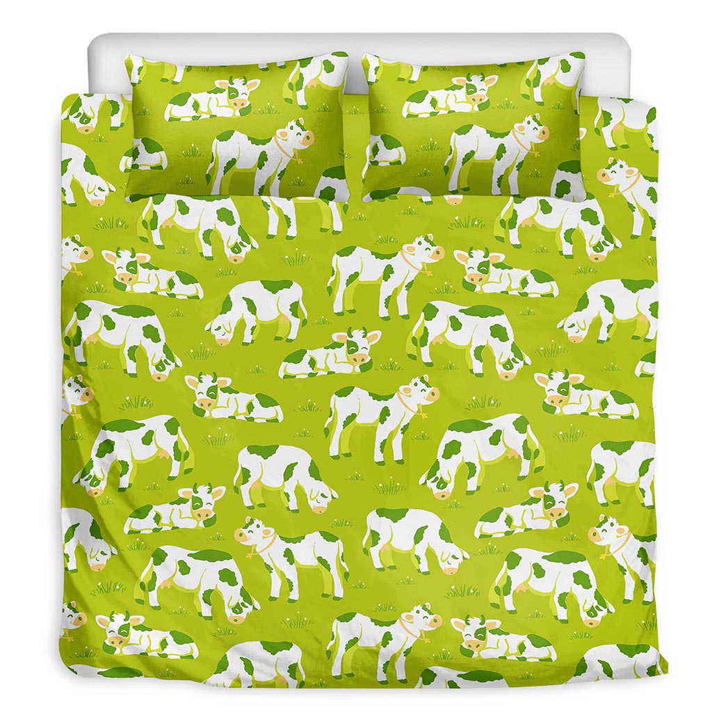 Cute Smiley Cow Pattern Print Duvet Cover Bedding Set