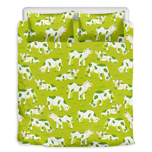 Cute Smiley Cow Pattern Print Duvet Cover Bedding Set