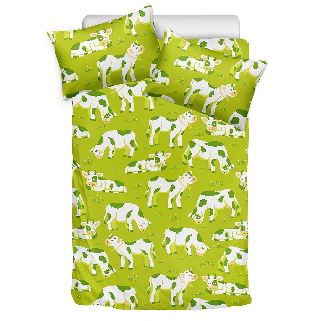 Cute Smiley Cow Pattern Print Duvet Cover Bedding Set