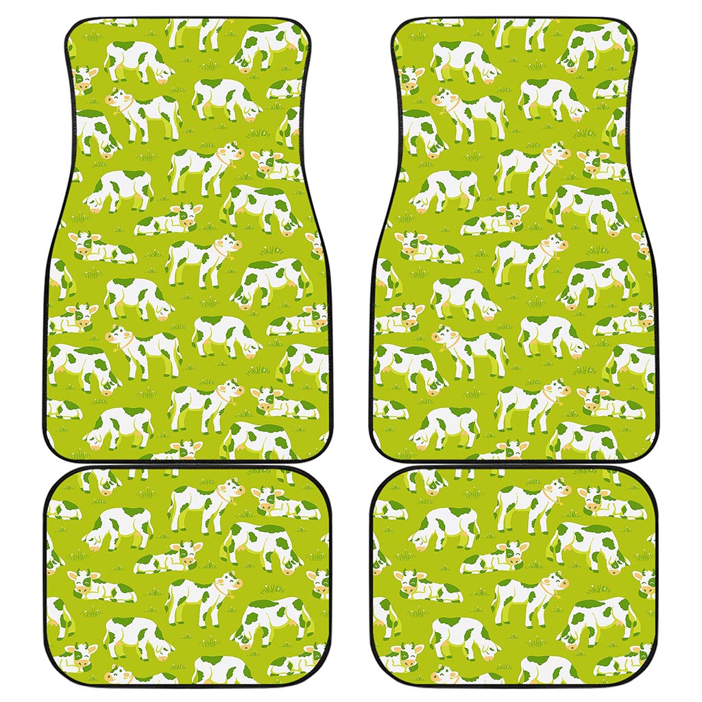 Cute Smiley Cow Pattern Print Front and Back Car Floor Mats