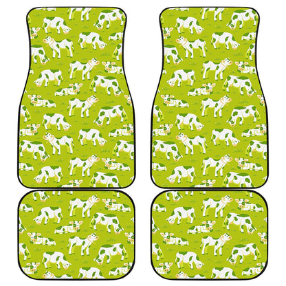 Cute Smiley Cow Pattern Print Front and Back Car Floor Mats