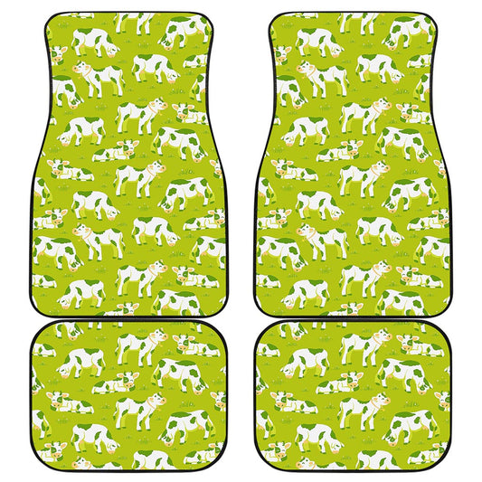 Cute Smiley Cow Pattern Print Front and Back Car Floor Mats
