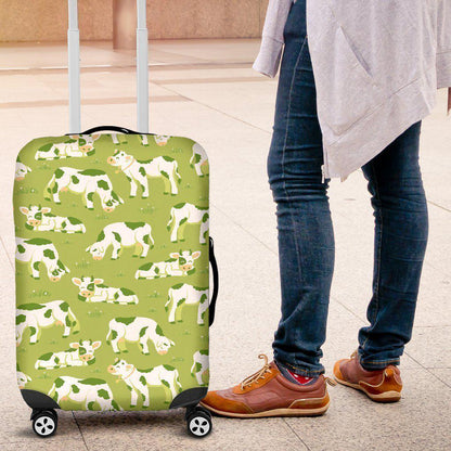 Cute Smiley Cow Pattern Print Luggage Cover GearFrost