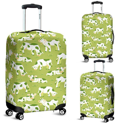 Cute Smiley Cow Pattern Print Luggage Cover GearFrost