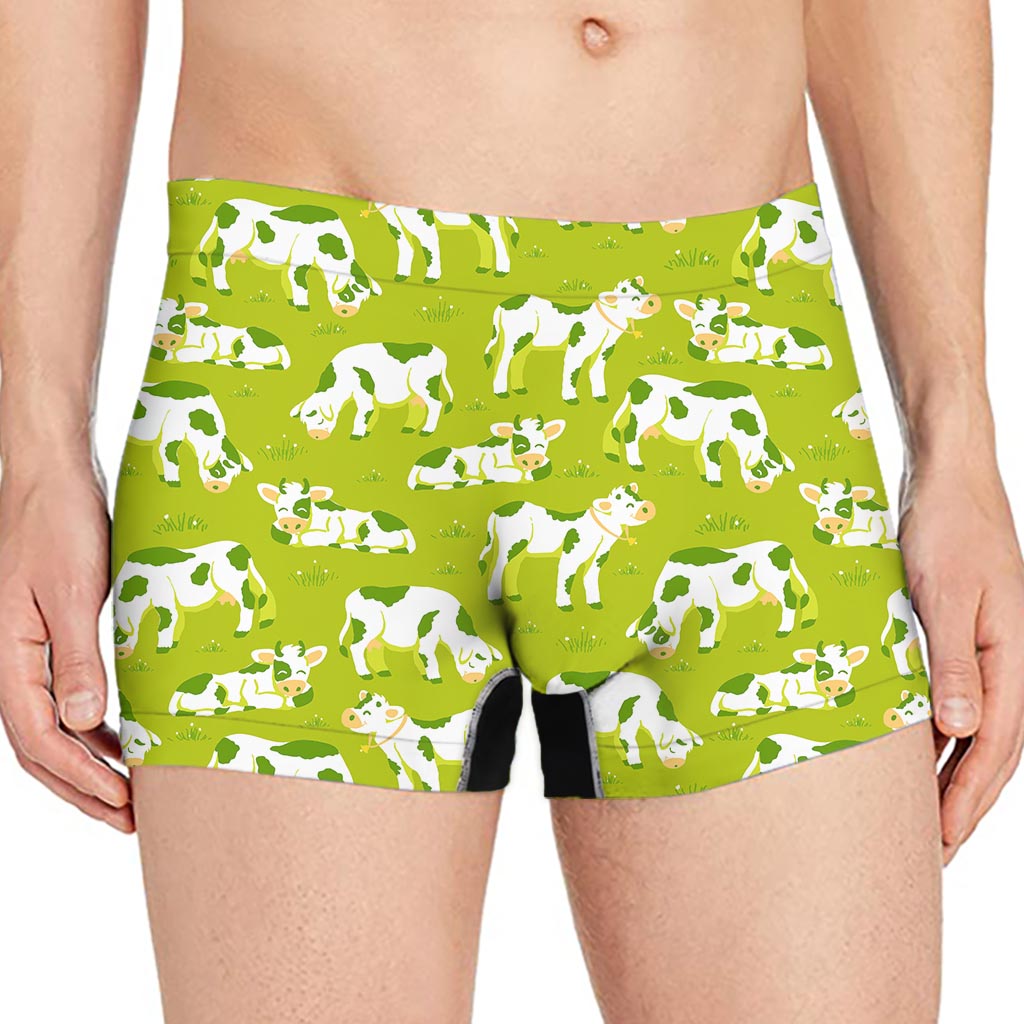 Cute Smiley Cow Pattern Print Men's Boxer Briefs