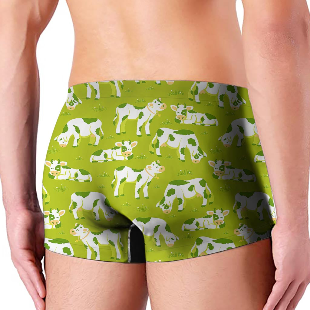 Cute Smiley Cow Pattern Print Men's Boxer Briefs
