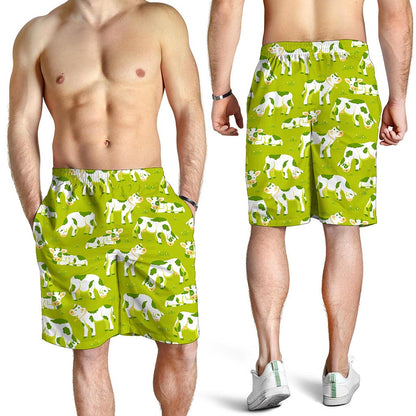 Cute Smiley Cow Pattern Print Men's Shorts