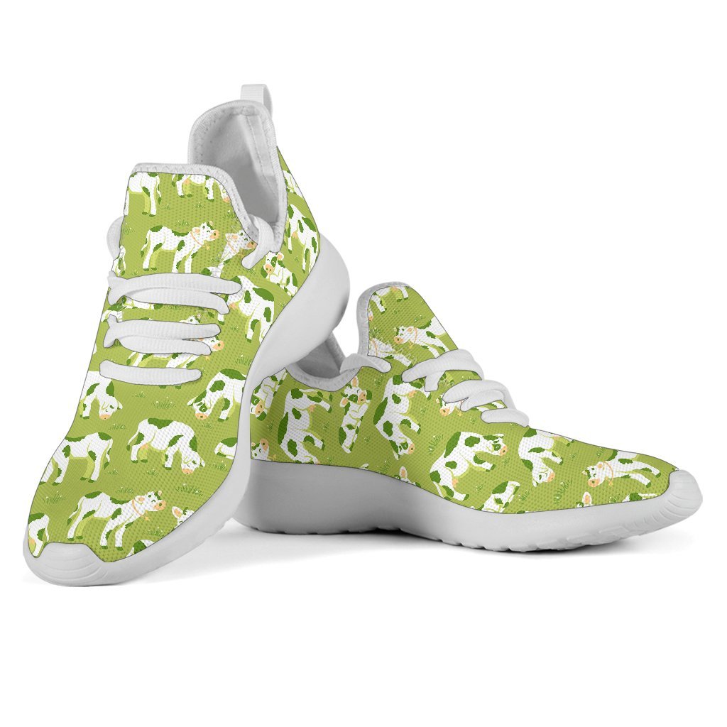 Cute Smiley Cow Pattern Print Mesh Knit Shoes GearFrost