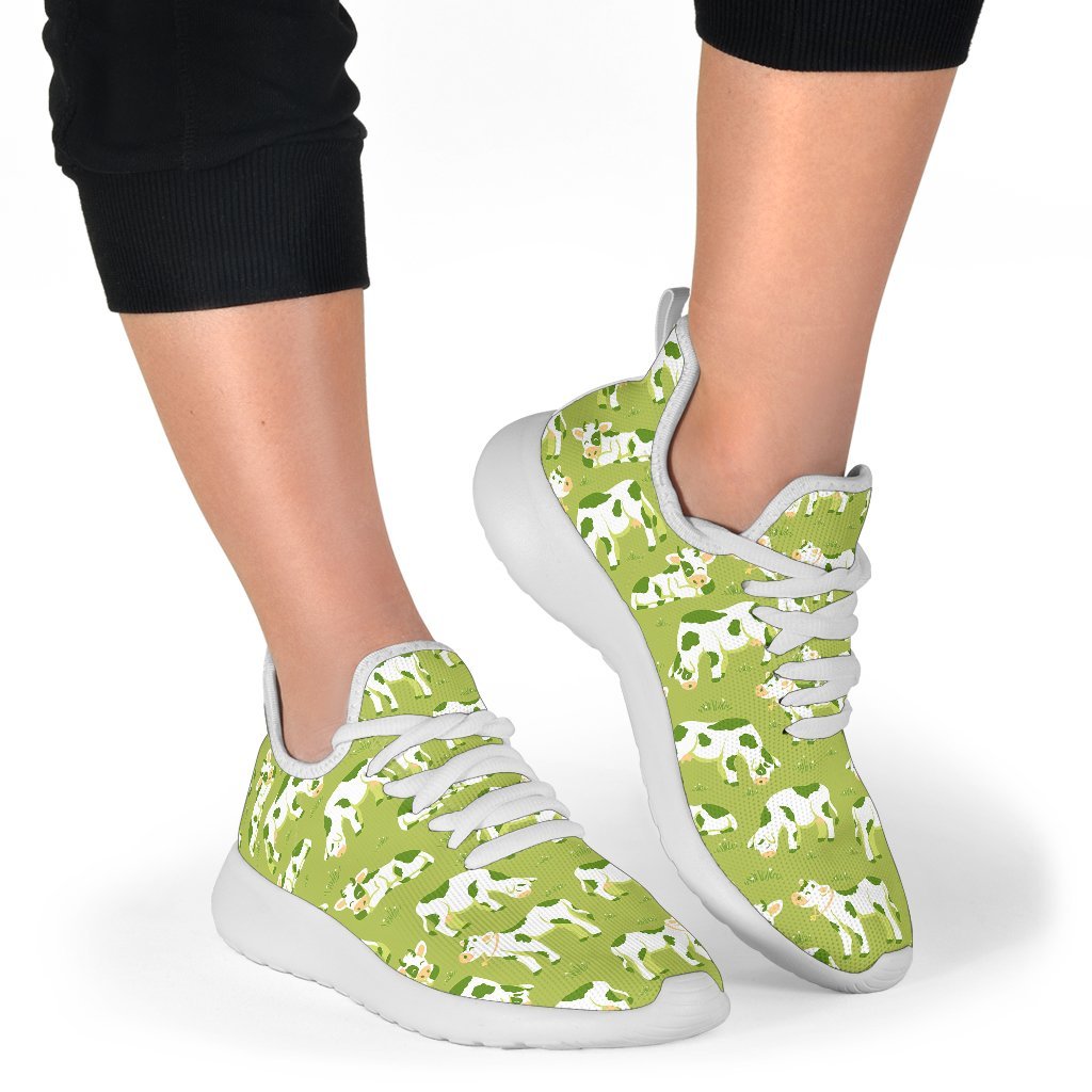 Cute Smiley Cow Pattern Print Mesh Knit Shoes GearFrost