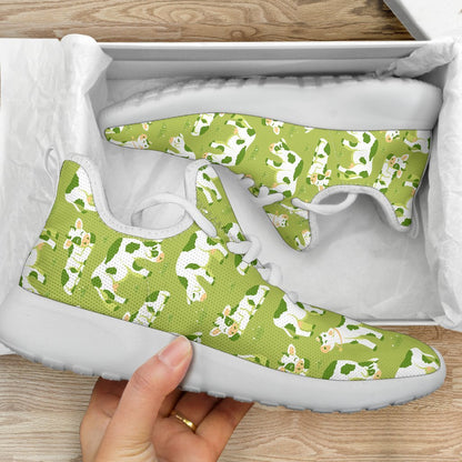 Cute Smiley Cow Pattern Print Mesh Knit Shoes GearFrost