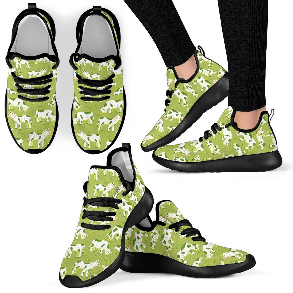 Cute Smiley Cow Pattern Print Mesh Knit Shoes GearFrost