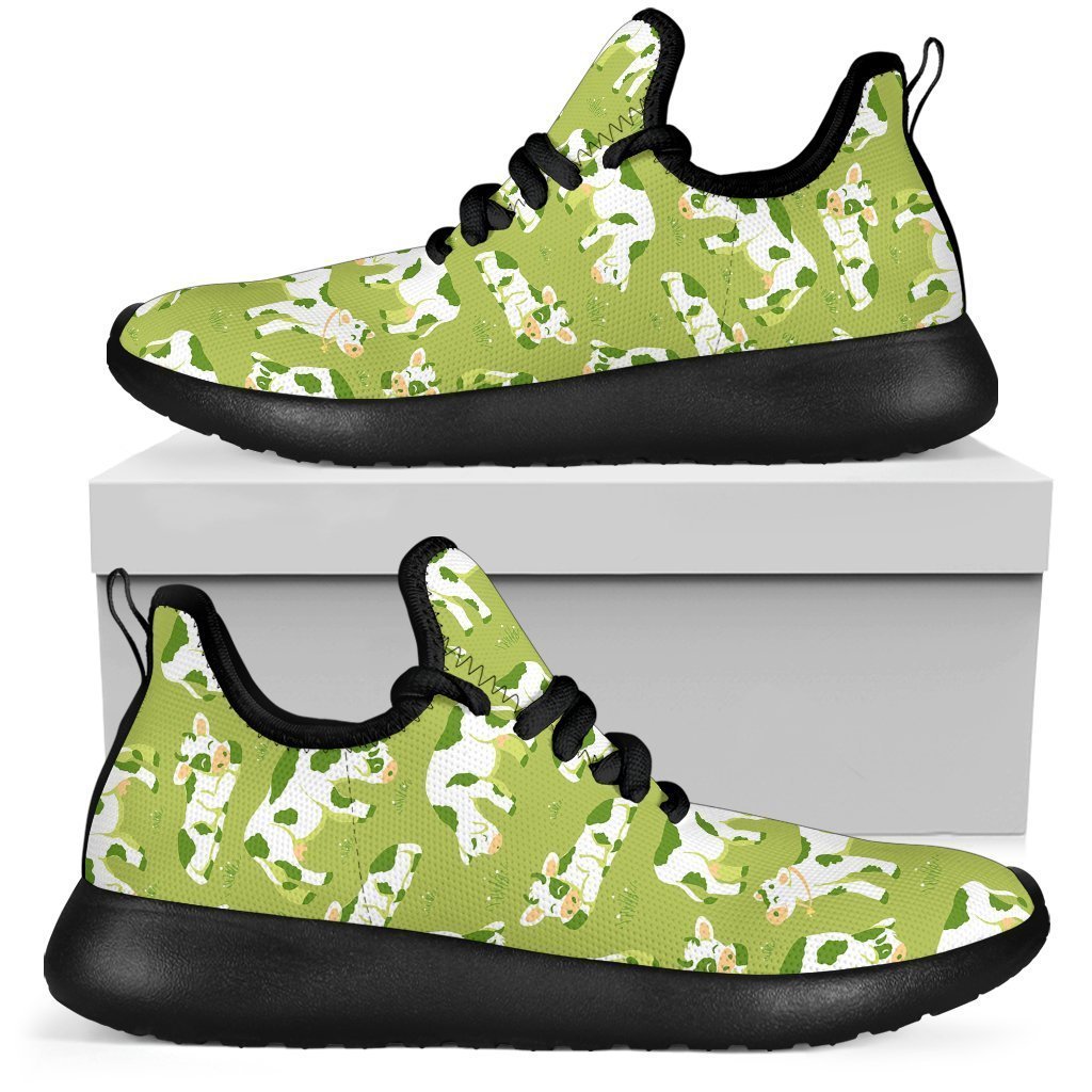 Cute Smiley Cow Pattern Print Mesh Knit Shoes GearFrost