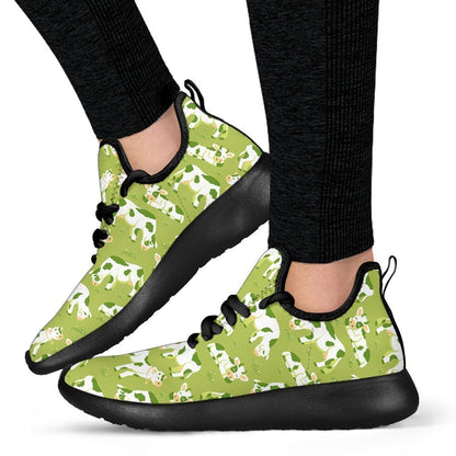 Cute Smiley Cow Pattern Print Mesh Knit Shoes GearFrost