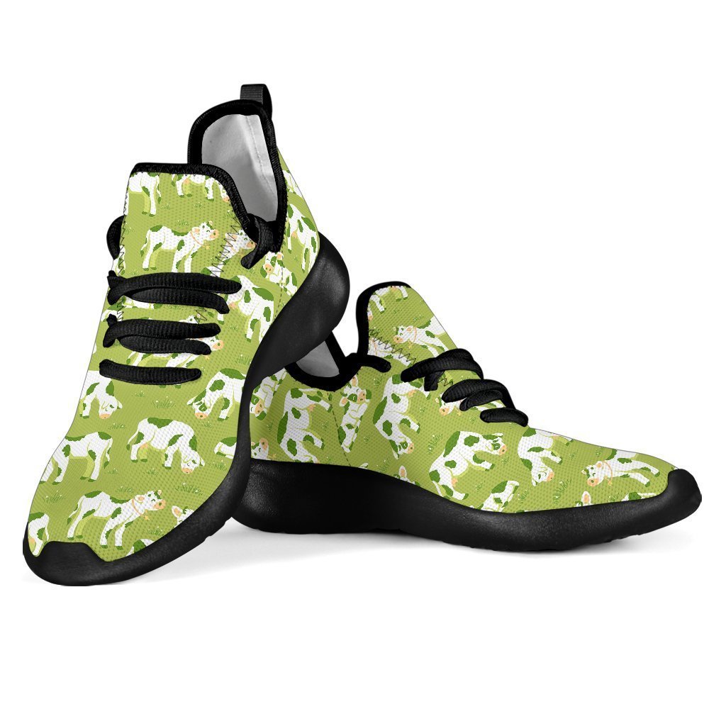 Cute Smiley Cow Pattern Print Mesh Knit Shoes GearFrost