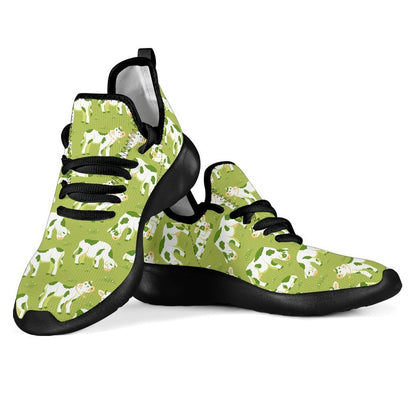 Cute Smiley Cow Pattern Print Mesh Knit Shoes GearFrost